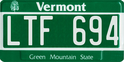VT license plate LTF694