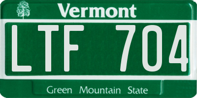 VT license plate LTF704