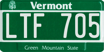 VT license plate LTF705