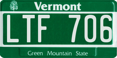 VT license plate LTF706