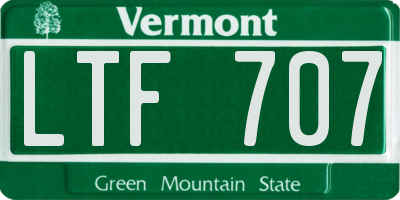 VT license plate LTF707