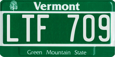 VT license plate LTF709