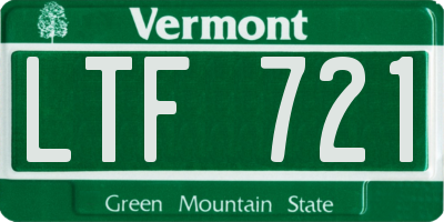 VT license plate LTF721