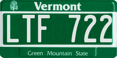 VT license plate LTF722