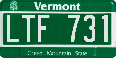 VT license plate LTF731