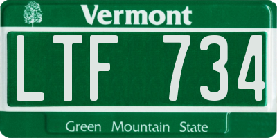 VT license plate LTF734