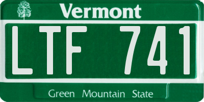 VT license plate LTF741