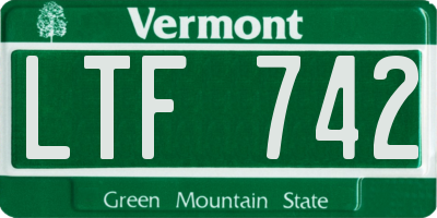 VT license plate LTF742