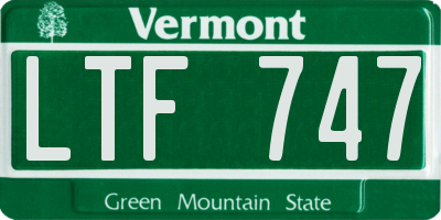 VT license plate LTF747