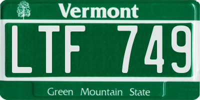 VT license plate LTF749