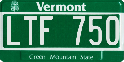 VT license plate LTF750
