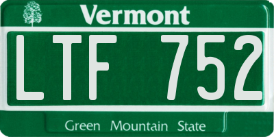 VT license plate LTF752