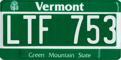 VT license plate LTF753