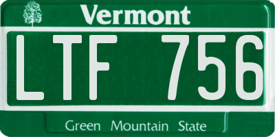 VT license plate LTF756
