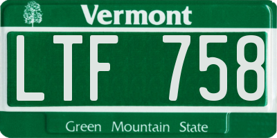 VT license plate LTF758