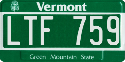 VT license plate LTF759