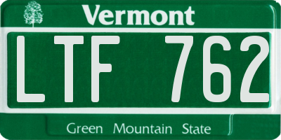 VT license plate LTF762