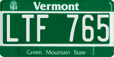 VT license plate LTF765