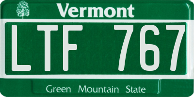 VT license plate LTF767