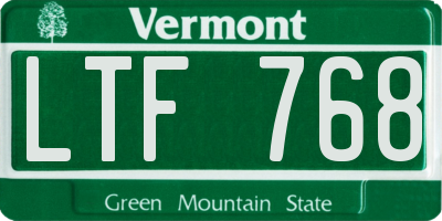 VT license plate LTF768