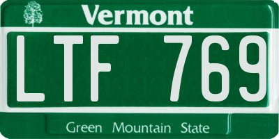 VT license plate LTF769