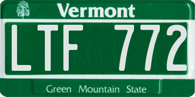 VT license plate LTF772