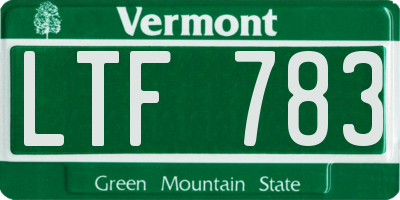 VT license plate LTF783