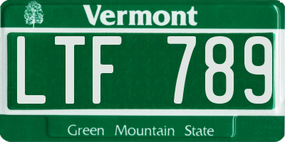 VT license plate LTF789