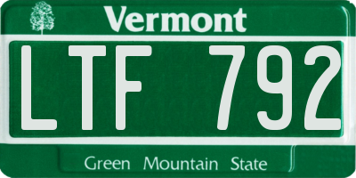 VT license plate LTF792