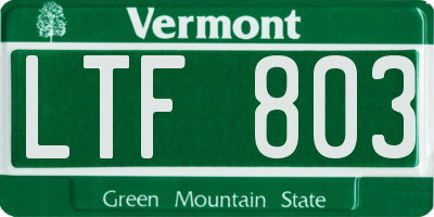 VT license plate LTF803