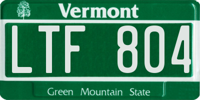 VT license plate LTF804