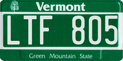 VT license plate LTF805