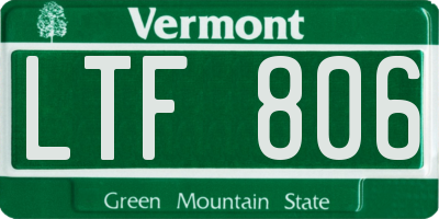 VT license plate LTF806