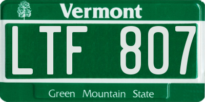 VT license plate LTF807