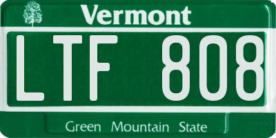 VT license plate LTF808