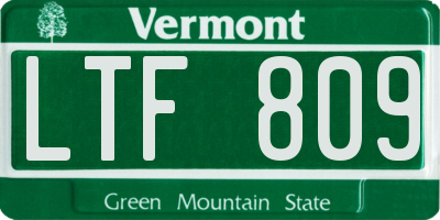 VT license plate LTF809