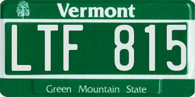 VT license plate LTF815