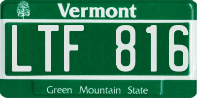 VT license plate LTF816