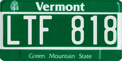 VT license plate LTF818