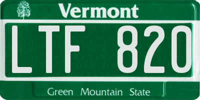 VT license plate LTF820