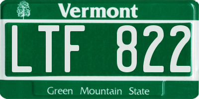 VT license plate LTF822