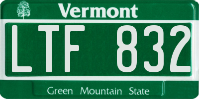VT license plate LTF832