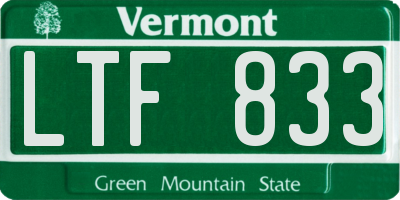 VT license plate LTF833