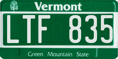 VT license plate LTF835