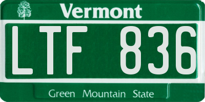 VT license plate LTF836