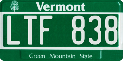 VT license plate LTF838