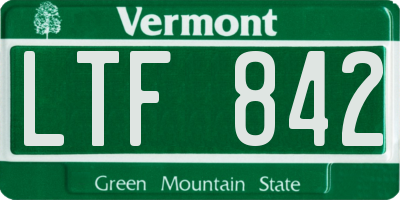 VT license plate LTF842