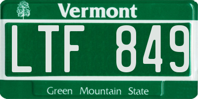 VT license plate LTF849