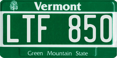 VT license plate LTF850