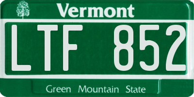 VT license plate LTF852